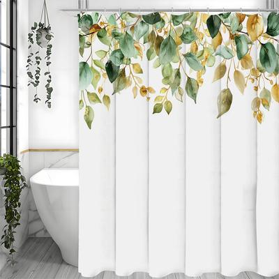 Занавеска для душа Fresh Leaf, Декоративная занавеска для душа для ванной комнаты, Водонепроницаемая занавеска для душа с крючками