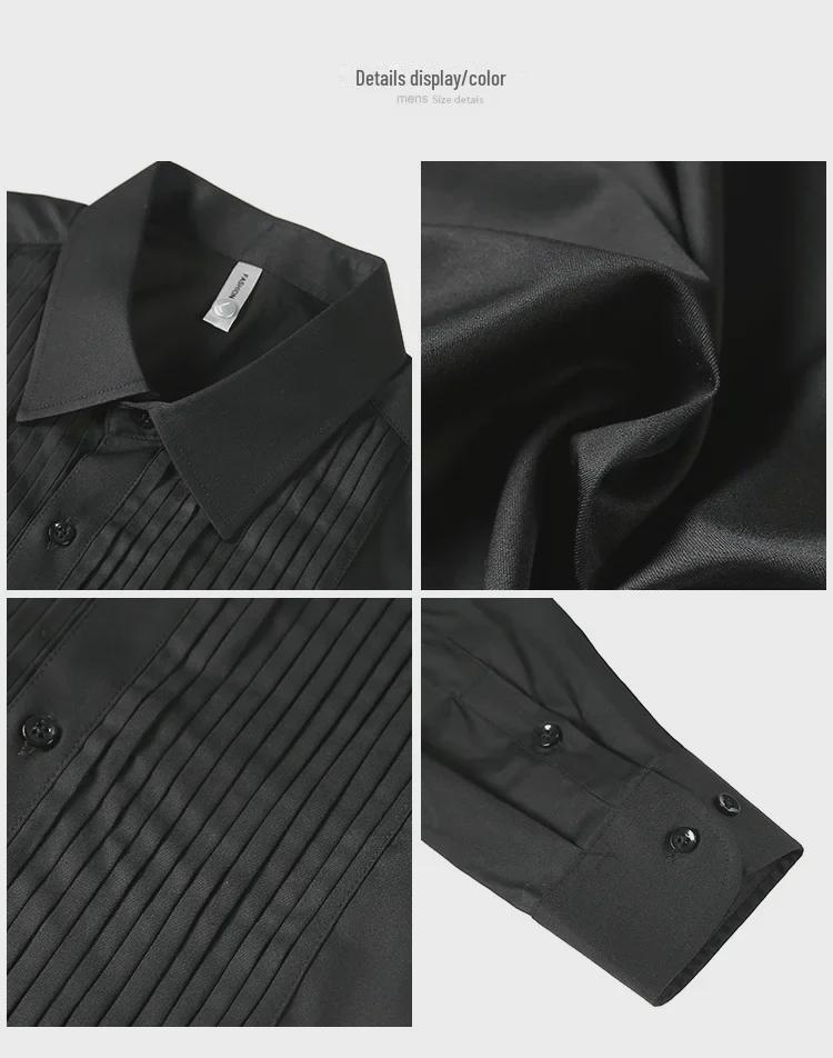 Мужская плиссированная рубашка с длинным рукавом в дворцовом стиле для свадьбы