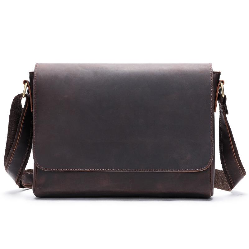 Мужская сумка Мужская кожаная сумка через плечо Большая вместительная сумка на плечо Мужская винтажная сумка из воловьей кожи