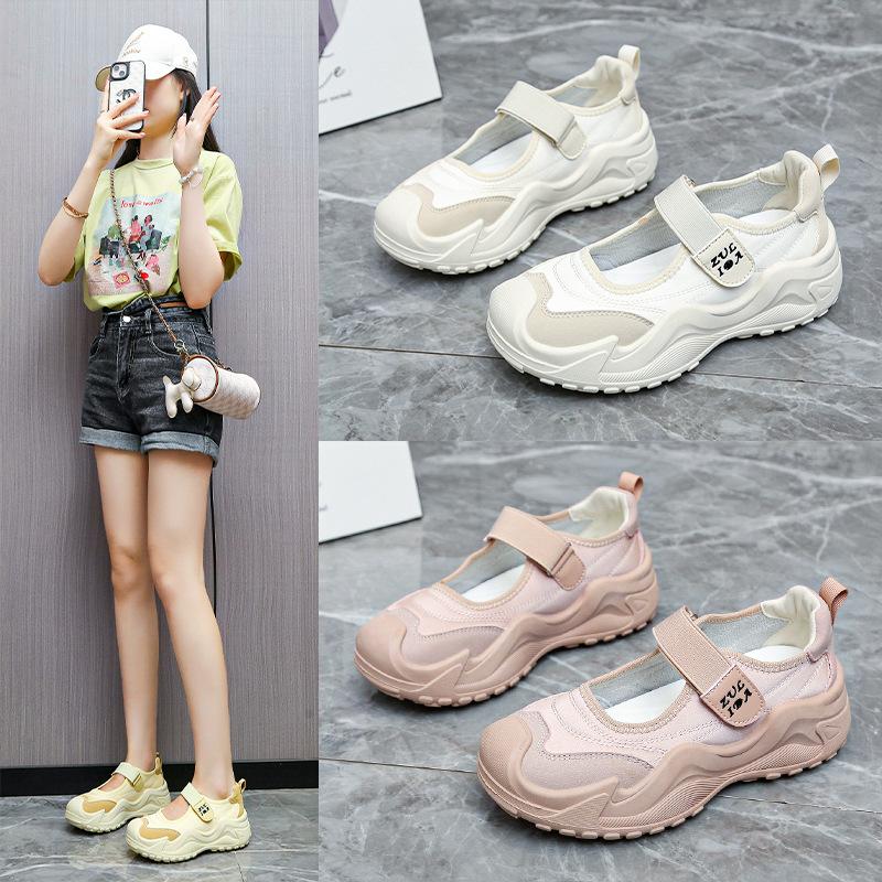 Shallow Mouth Mary Jane Women's Shoes 2025 Summer New Thick-soled Velcro Sports Sandals Women's Retro Forrest Gump Training Shoes