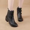 Genuine Leather Low-Heeled Shoes Round Toe Handmade Ankle Boots Women's Soft Short Boots Women Casual Zipper Winter Shoes