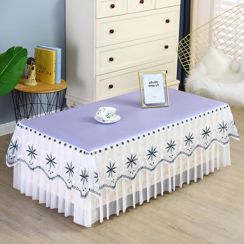 Водонепроницаемый маслостойкий однотонный чехол для стола, вышитое кружево с тонким марлевым краем, скатерть, обеденный стол, пылезащитный чехол для ТВ-шкафа