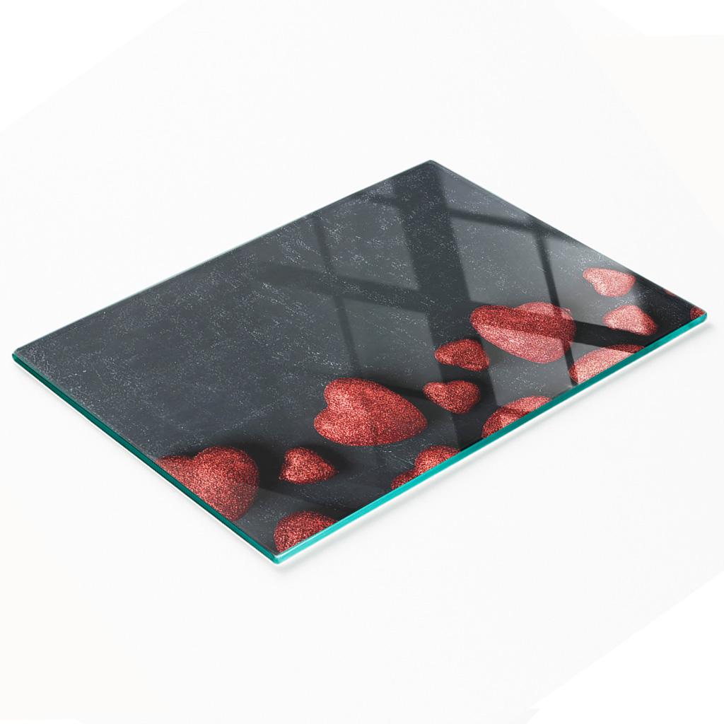 Glass Kitchen Chopping Board with Decorative Graphics Heart Board 80x52 cm