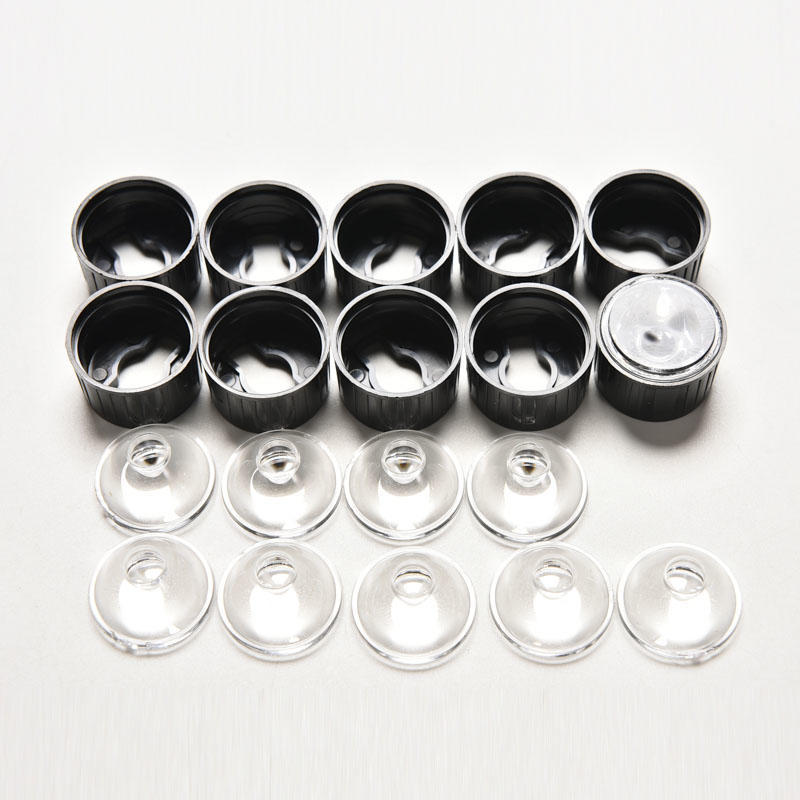 10 шт. 5-градусная светодиодная линза для светодиодов высокой мощности 1 Вт 3 Вт с винтовым держателем 20 мм черного цвета