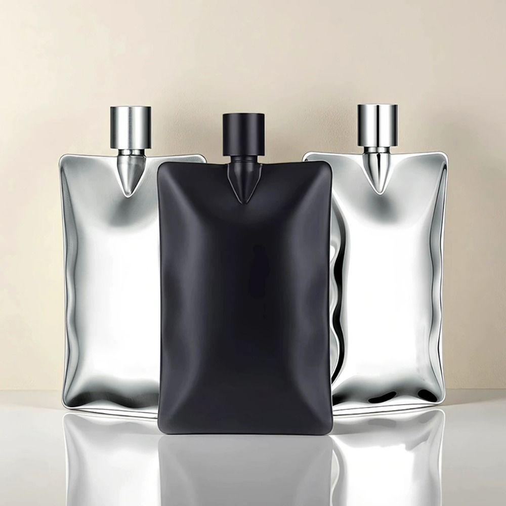 Wavy Wine Pot Stainless Steel Vodka Flask Minimalist Liquor Bottle  Outdoor Use