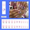 24 шт. Маникюр Полное покрытие Накладные ногти Длинные Французские Лист Белый край Искусственные ногти Балерина