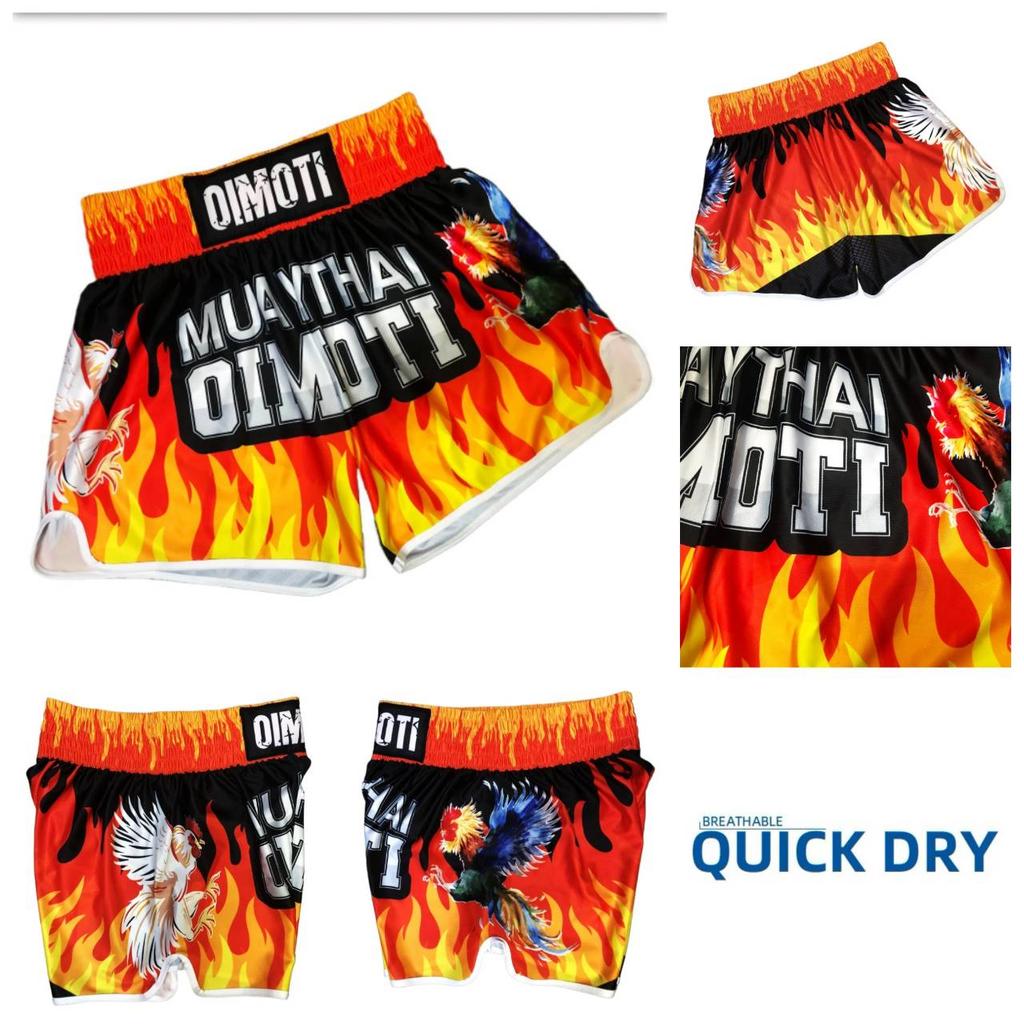 Fire Rooster Muay Thai Kickboxing Boxing MMA UFC Casual Shorts Gym Sport Unisex Men Women Workout Quick Dry Print Elastic High Waist Training