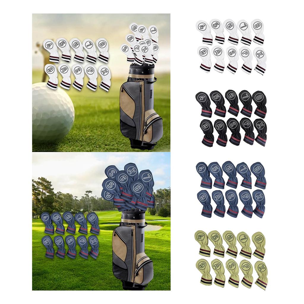 10x Golf Club Head Covers Wedge Sleeves Portable Lightweight Long Neck Decor Protectors for Games Outdoor Gift Training