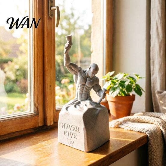 Simple Design Sculpture Self Made Man 3D Printed Abstract Figure Statue Desktop Never Give Up Inspirational Figurine for Home Office Table Shelf Decor