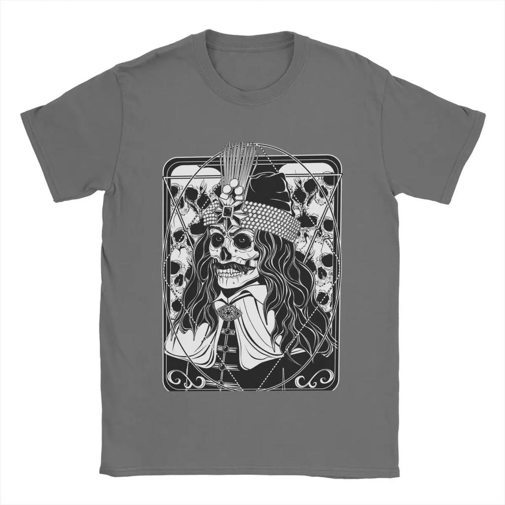 Мужская футболка с изображением Влада Дракулы и черепа, повседневная футболка из чистого хлопка, футболки с коротким рукавом, топы с круглым вырезом и графикой