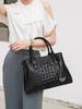 Aidrani Fashionable Large Capacity Women's Handbag, Crocodile Pattern, Cowhide Material, Black