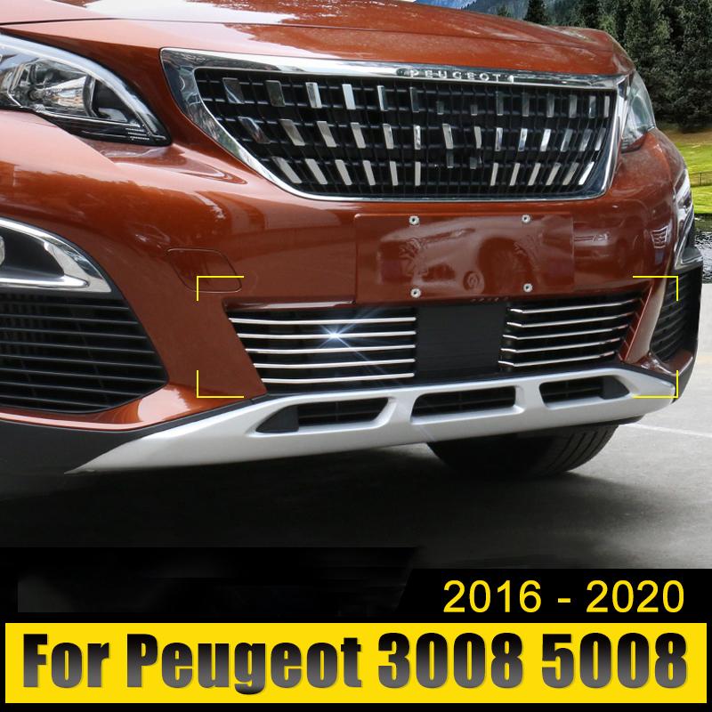 Для Peugeot 3008 5008 GT 2016 2017 2018   Нержавеющая сталь Автомобильные гоночные решетки Передняя решетка Декоративные полосы Накладка