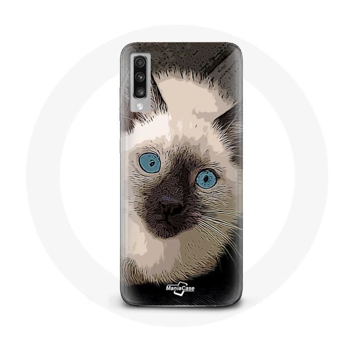 Case for Samsung Galaxy A70 Black and White Siamese Cat with Blue Eyes