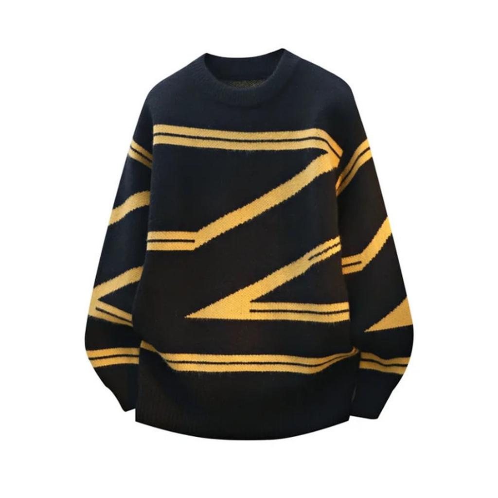 Мужской Модный Вязаный Пуловер Длинные Рукава Свободный Круглый Вырез Свитер