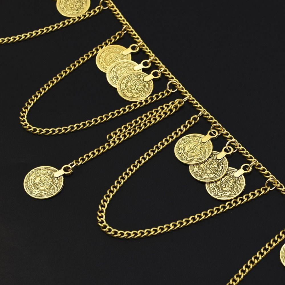 Belt Metal Body Chain Coin Pendant Belly Dance Body Chain Vintage Tassel Waist Chain  Girls