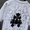 8929 CHROME HEARTS 2026 Лето Новая Высококачественная Хлопковая Круглый Вырез Свободная Большого Размера Мужская и Женская Футболка Футболка для Пары