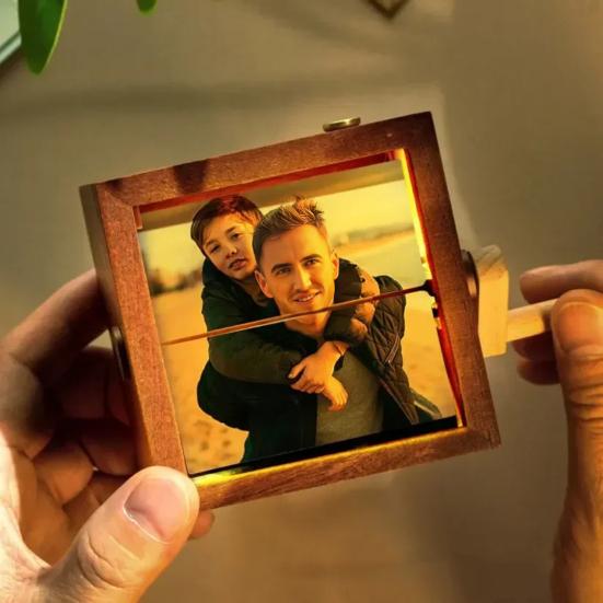 Персонализированная фотокоробка-раскладушка, Фотоальбом-раскладушка с рамкой, Анимационная машина, Механический ручной флиппер для фотографий со светом