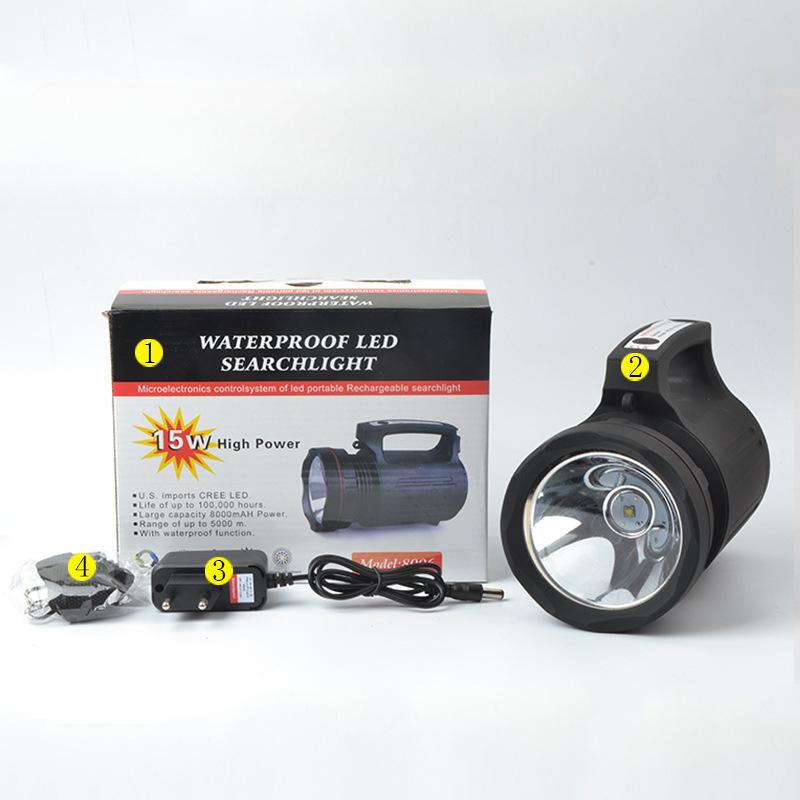 Мощный белый свет, сильный свет, прожектор, ручной светодиодный литий-пластмассовый фонарик, ночной светильник для рыбалки и охоты