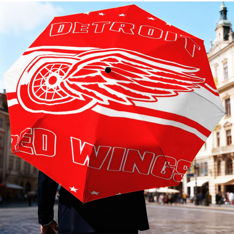 Зонт-трость Detroit Red Wings Складной зонт, автоматический зонт 8 спиц для путешествий, кемпинга Подарок на Хэллоуин, Рождество