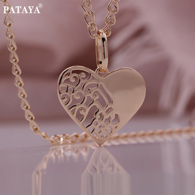 PATAYA Ожерелье в стиле полого сердца цвета розового золота «Романтика девочки-подростка»