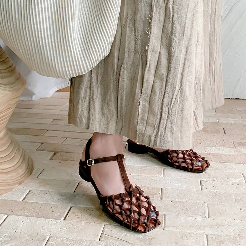 Krazing Pot Летние туфли-лодочки Flock размера 40 высокого качества, французский шик, толстый низкий каблук, сексуальные женские сандалии с квадратным носком