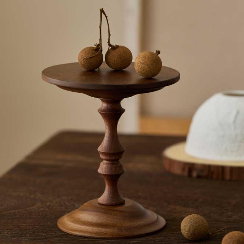 Vintage Walnut & Bone China Candle Holder - Luxurious Aromatherapy Decor for Home & Restaurant