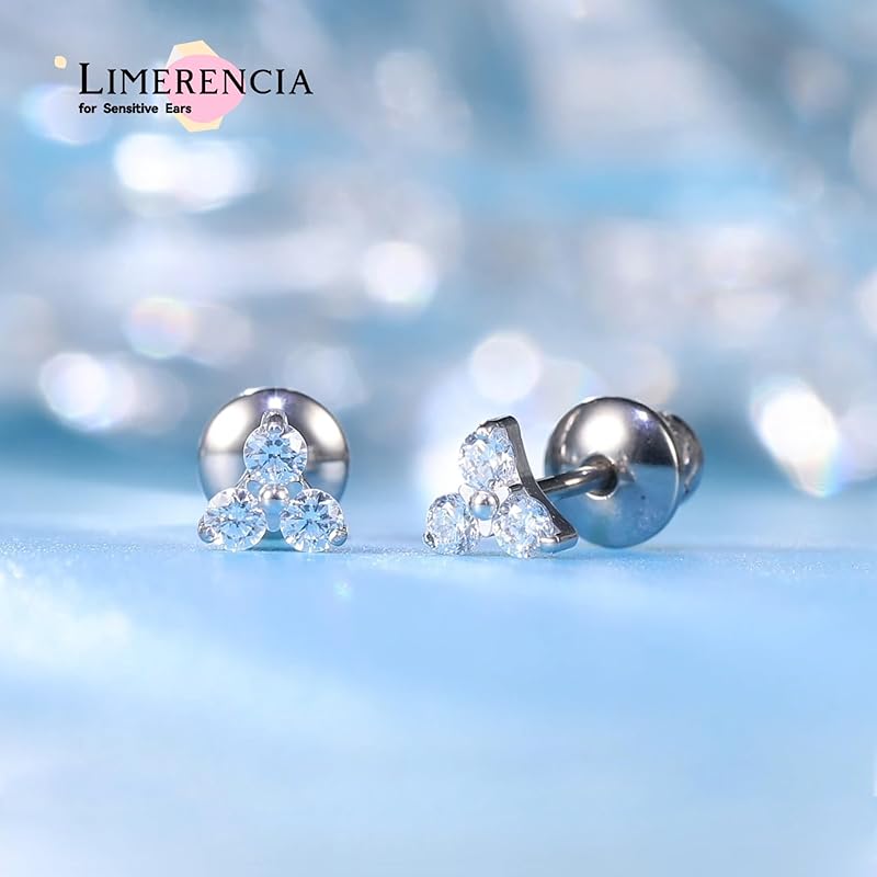 Limerencia Hypoallergenic Pure Titanium Earrings Medical Use Leaving the Second Piercing On Titanium Compatible with Metal Allergies Screw Type