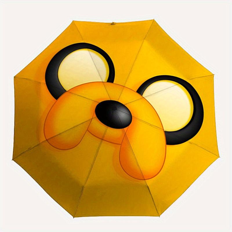 1pc Adventure Time Jake the Dog Auto Open/Close Outdoor Umbrella - Compact Travel Umbrella, 8 Rib Heavy-Duty Construction, Ideal Gift 0828124