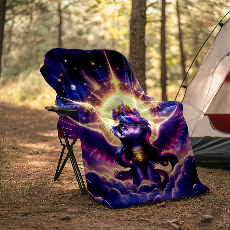 1pc My Little Pony5 Theme Blanket - Digital Print, Polyester, Cozy for All Seasons, Perfect for Outdoor, Camping, and Travel