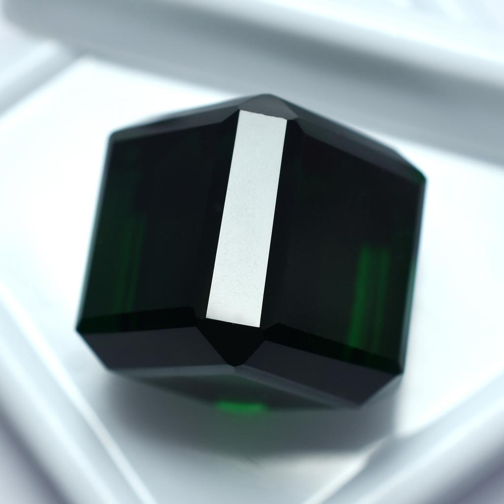 Lab-Created Brazilian Green Topaz 50.40 Ct Cube Cut Loose Gemstone