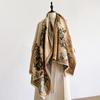 Brand Fashion Winter Cashmere Shawl for Women - Tasseled Flower Printed Pashmina Scarf, Thick Warm Wrap & Poncho