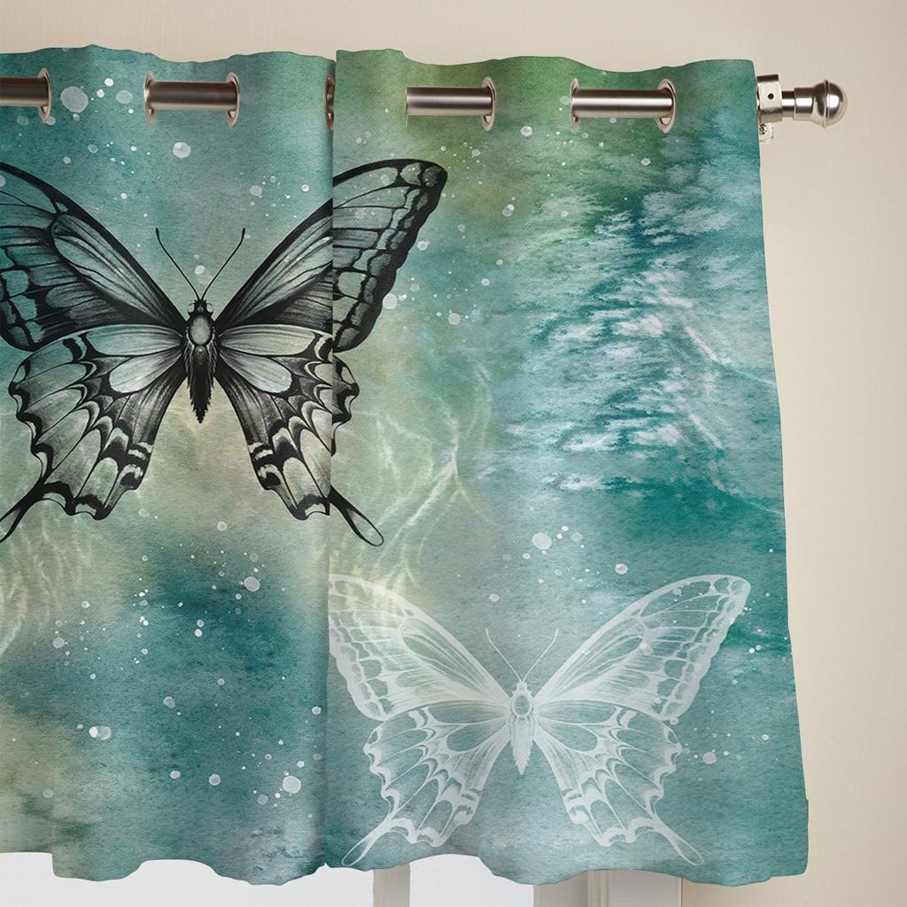 Градиентные шторы с точками-бабочками для спальни, гостиной, оконные шторы, жалюзи, кухонный домашний декор, драпировки