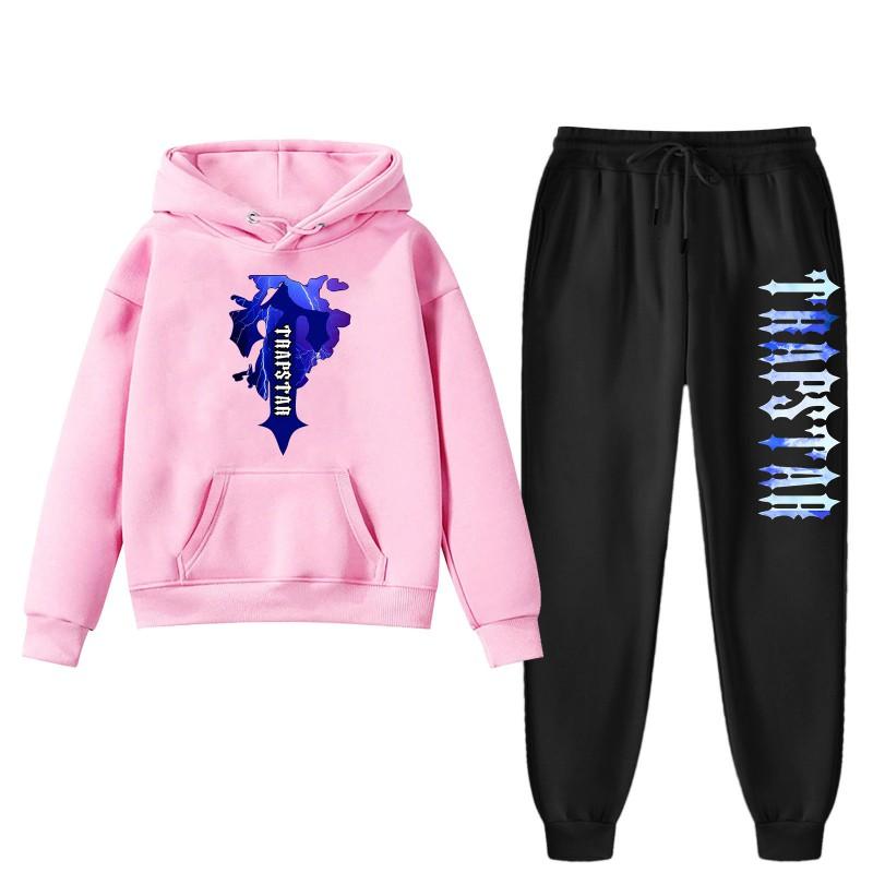 Trapstar Print Hoodie Pants Set Men Women Casual Streetwear Winter