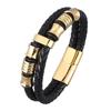 Irregular Pattern Shape Men's Fashion Stainless Steel Leather Bracelet Classic for Handsome Men Birthday Gift