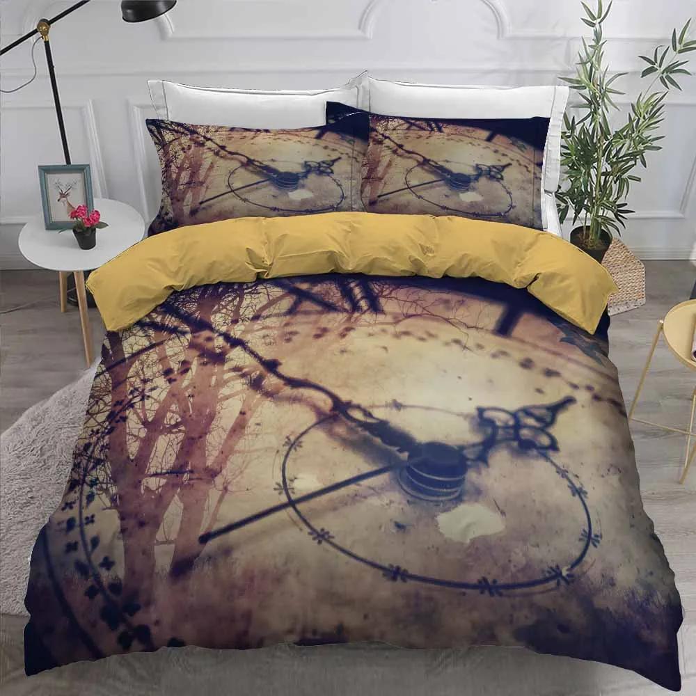 Printed Clock Time Duvet Cover Pillowcases Beddengoed Set Dropship Bed Linen Quilt Sets Housse De Couette 200 X 200 Ropa Cama