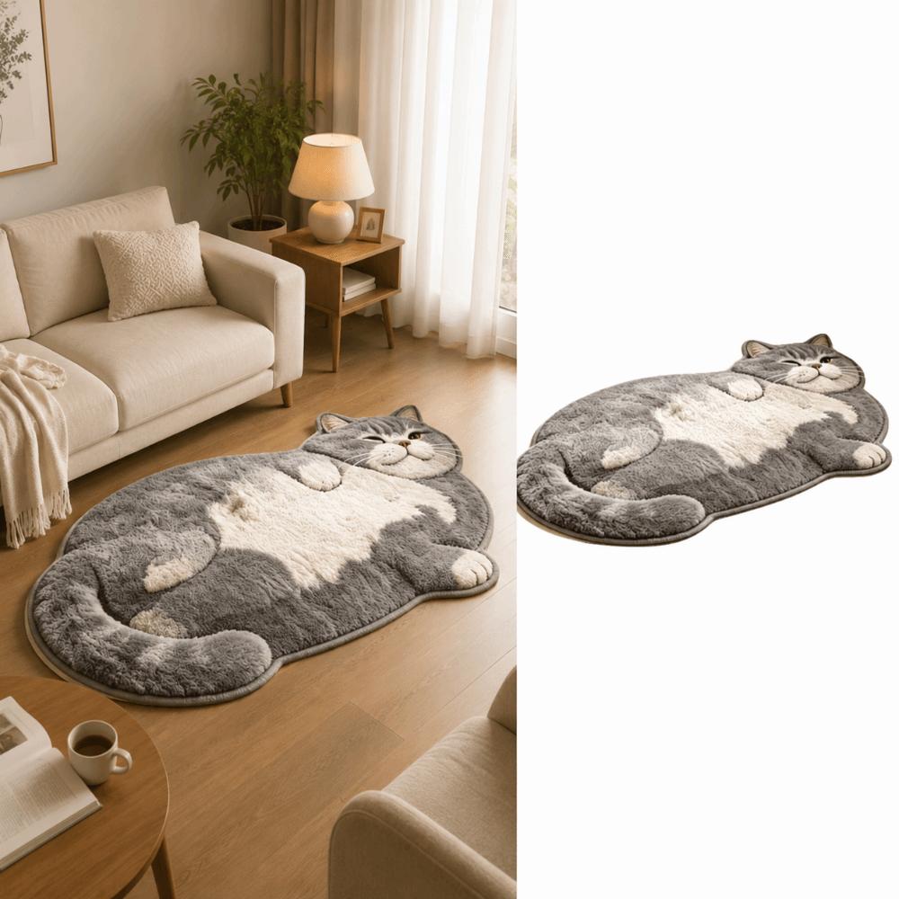 Easy to Clean Cat-Shaped Area Rug Anti-fouling Cartoon Carpet Soft Home Decor Carpet Living Rooms