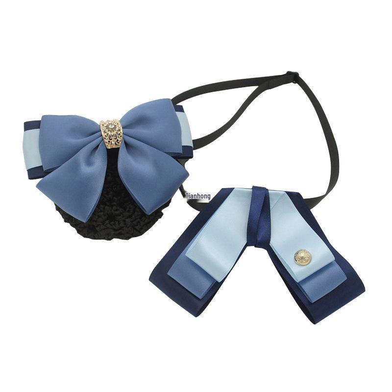 Professional Floral Bow Tie and Hair Net Set for Hotel and Healthcare Staff