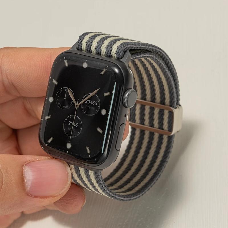 Плетеный нейлоновый ремешок для Apple Watch Series 11 10 42 мм 46 мм 45 41 мм 44 40 38 мм Магнитный ремешок для Iwatch Ultra 3 2 49 мм 9 8 7 SE3