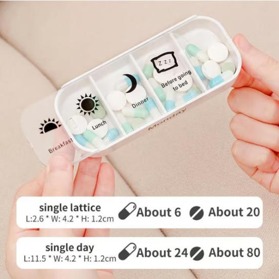 Yousheng Extra Large Weekly Pill Organizer Medicine Box Compact Design Portable 7-Day Slots Pill Container Travel Separate Pill Case