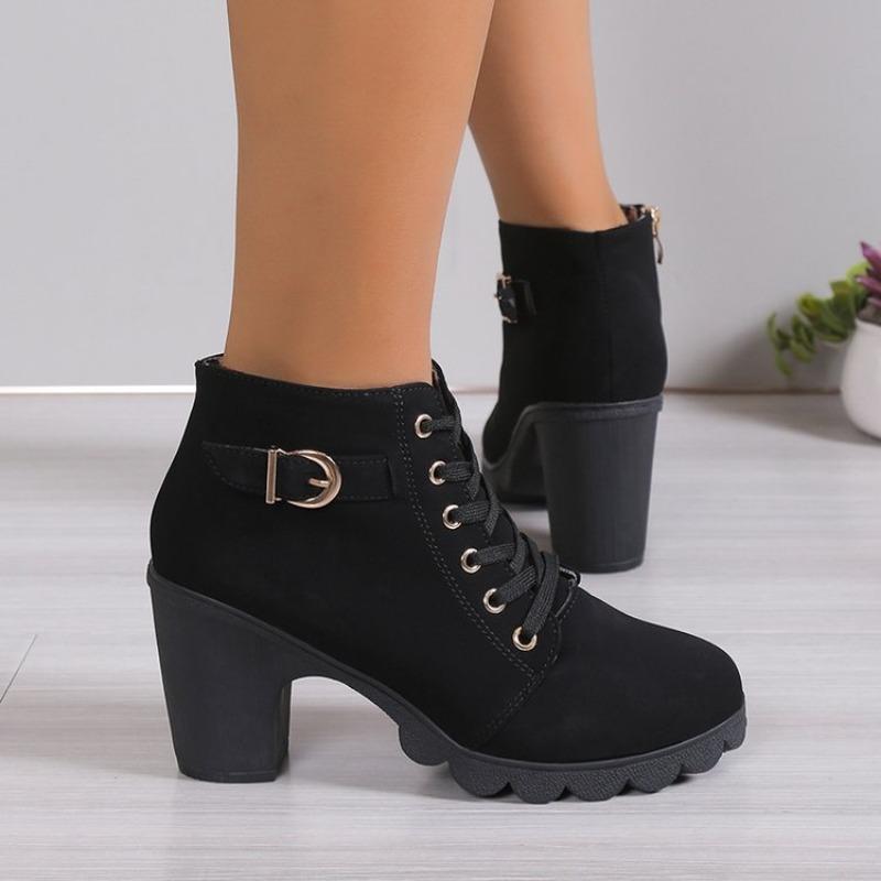 Fashion 2024 New Women's Boots Autumn and Winter Women's High Heel Shoes High Quality Lace Up Women's Boots Fashion Women's