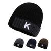 Мужская зимняя вязаная шапка с бархатом и утолщением для сохранения тепла и защиты от холода шапка с логотипом в виде буквы К модная шапка из синели