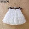 Summer Women Elastic High Waist Black Skirt Dancing Big Swing Tutu Skirts Multi-Layer Lace Mesh Short Cake Skirts