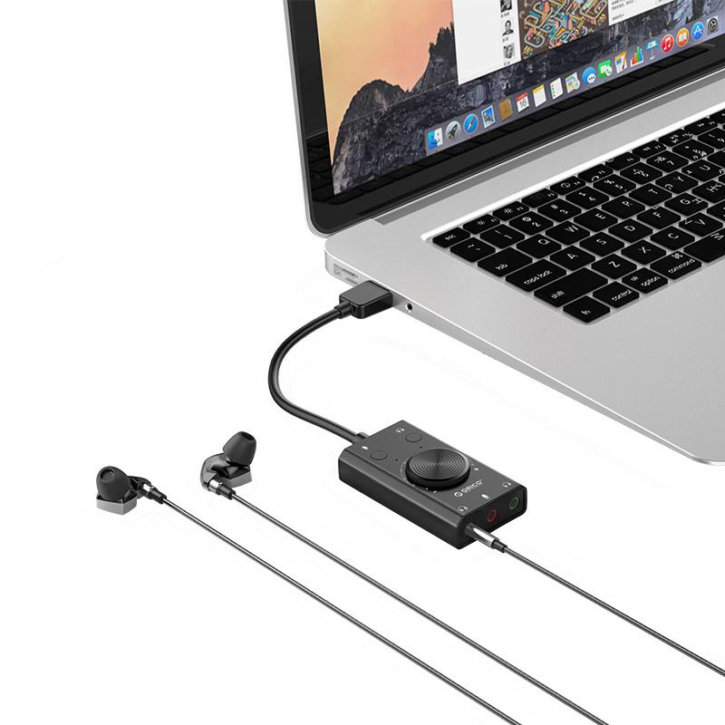 SC2 external multifunction USB-A sound card - black