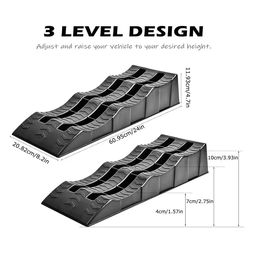 2PCS Auto Wheel Blocks RV Leveling Ramps Anti-Skid Heavy-Duty Camper Wheel Chocks Levelers Load-Bearing Capacity Of 3.5 Tons