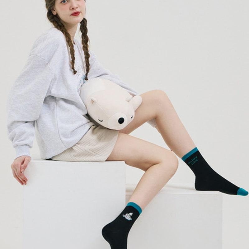 Bananasisters [2 пары] [Носки для пожертвований HOPE] Носки с белым медведем без следа, 2 цвета