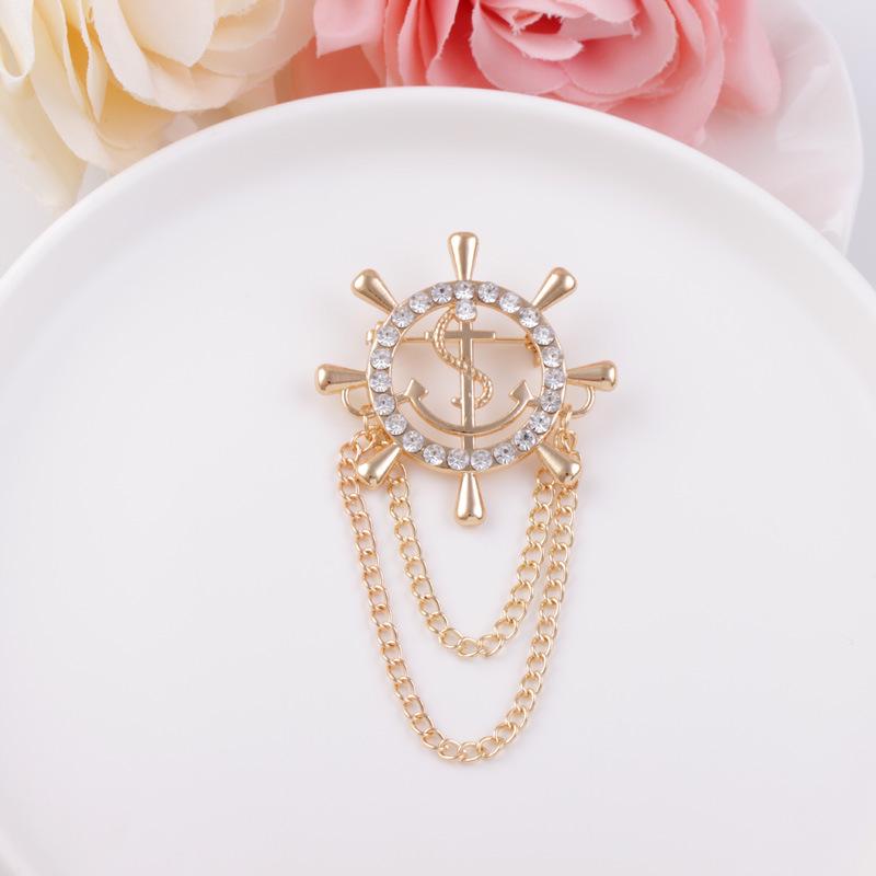 Ретро Японская и Корейская Морская Брошь с Кисточкой-Цепочкой, Дизайн Якоря и Руля для Мужчин и Женщин