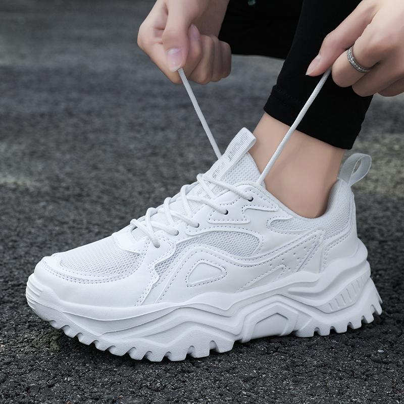 Женская обувь на высоком каблуке с толстой подошвой, весенне-осенняя женская резиновая легкая спортивная обувь для бега на открытом воздухе для фитнеса и улицы