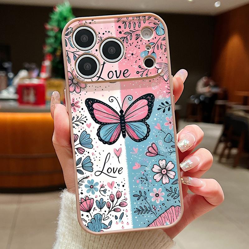 Blue Pink Butterfly Floral Pattern For iPhone 17 Pro Max Funda iPhone 16 15 14 13 Pro Max Skin Feeling Magnetic For Magsafe Shockproof Bumper Cover