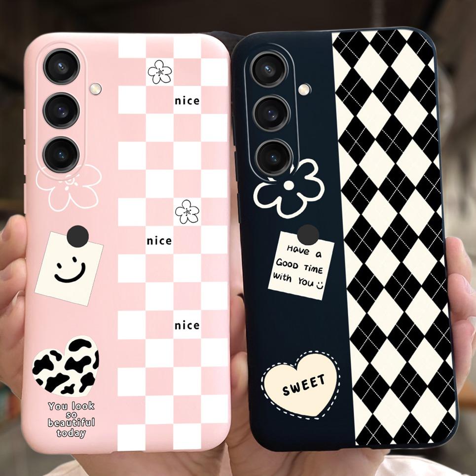 Для чехла Samsung Galaxy A35 A25 2023 5G Case SM-A356B SM-A256B Черный Кот Ночь Луны Модный Coque Etui Матовый Силиконовый Корпус