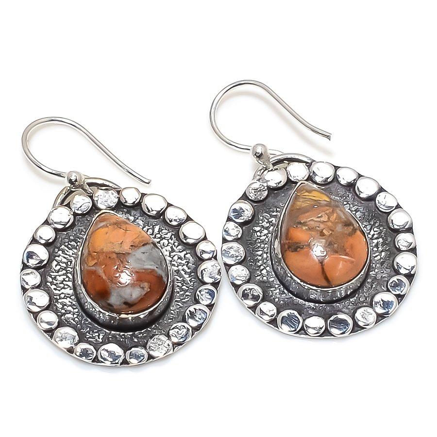 Ювелирные серьги из серебра 925 пробы с драгоценным камнем Maligano Jasper ручной работы 1,38 дюйма JCE481-40